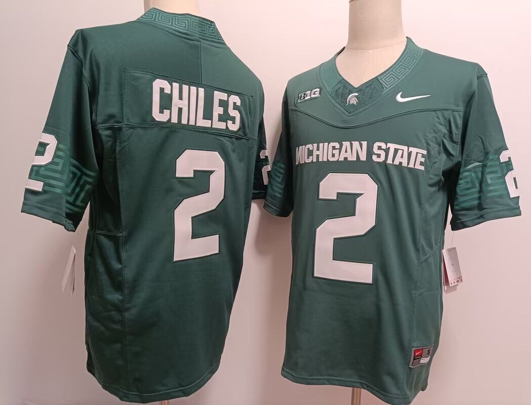 Men Michigan State Spartans #2 Chiles green 2024 NCAA Nike jersey->->NCAA Jersey